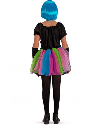 Multicolor skeleton costume for kid with stretchy fabric dress