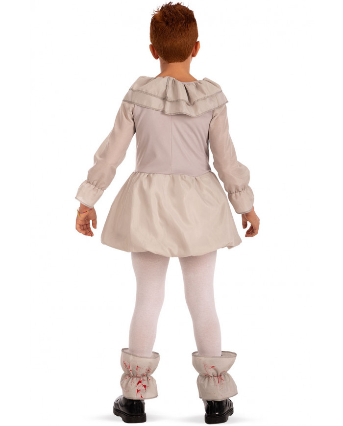 Horror clown costume for kid composed of fabric and stretchy