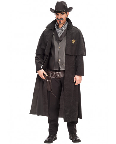 Sheriff costume with velvet overcoat and faux leather