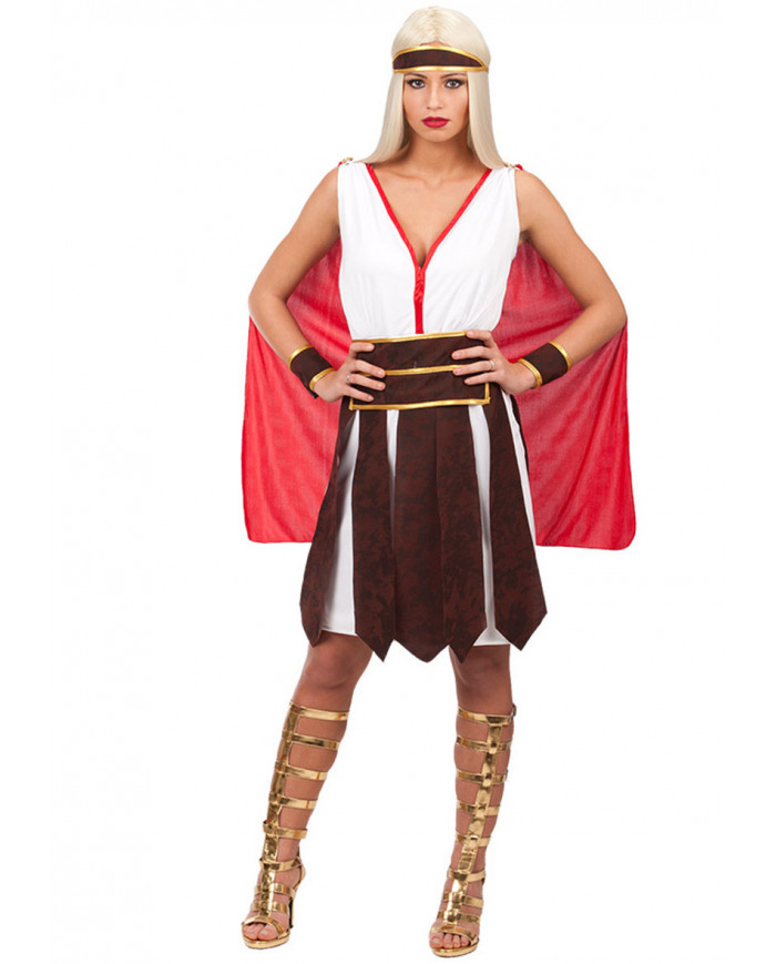 Gladiator costume composed by stretchy dress and cape with