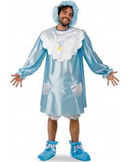 Costume da bebÃ© azzurro per adulto. Cosmposto da una abito in