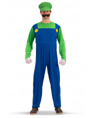 Mechanic costume composed of stretch fabric overall with hat