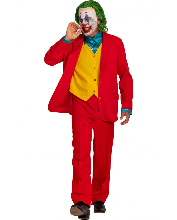 Crazy clown costume for man composed of fabric jacket with