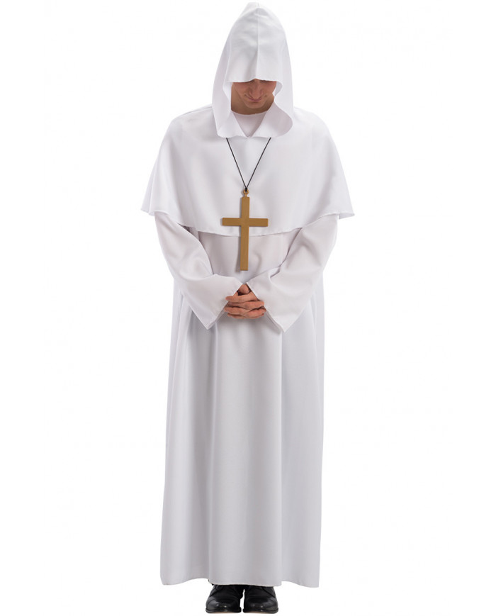 Costume da frate per uomo. Composto da tunica in tela bianca