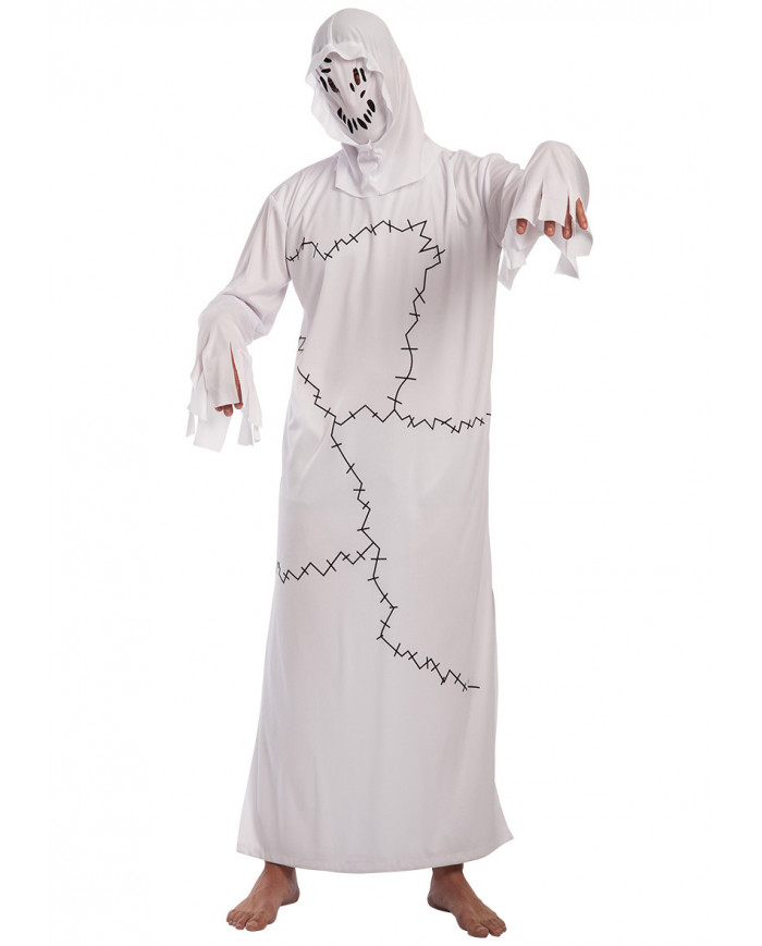 Ghost costume with stretchy dress and hood, one size M/L.