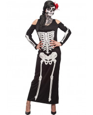 Skeleton costume with stretchy printed dress, one size S/M.