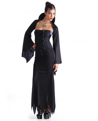 Witch costume with jersey dress and shrugs, one size S/M.