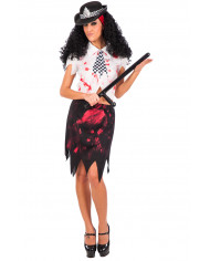 Policewoman costume composed of a fabric shirt with bow tie