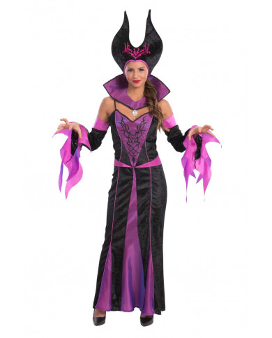 Witch velvet and satin dress with sleeves, collar and headband