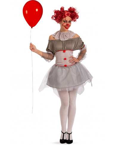 Costume da clown horror per donna composto da abito in tessuto