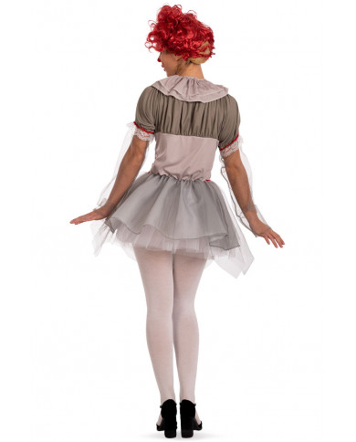 Costume da clown horror per donna composto da abito in tessuto