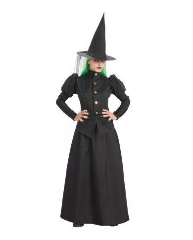 Witch costume with fabric jacket and skirt, hat, one size M/L.