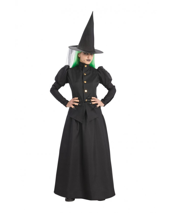 Witch costume with fabric jacket and skirt, hat, one size M/L.