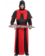 Demon priest costume with stretchy tunic, hood and cape, one