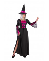 Witch costume with stretch fabric and lace dress and hat, one
