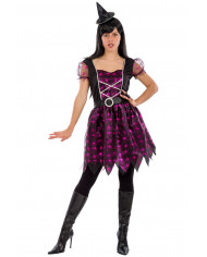 Witch costume composed of stretchy glittered dress with hat