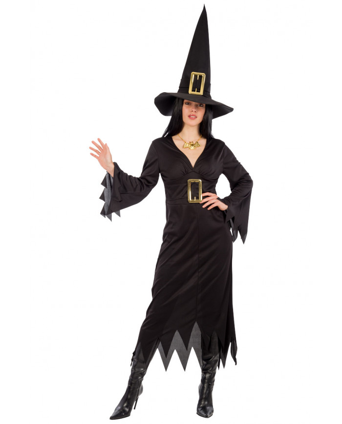 Witch costume composed of stretchy dress with hat, one size S-M.