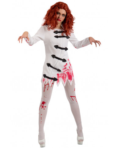 Crazy bloody costume composed of fabric decorated dress, in one