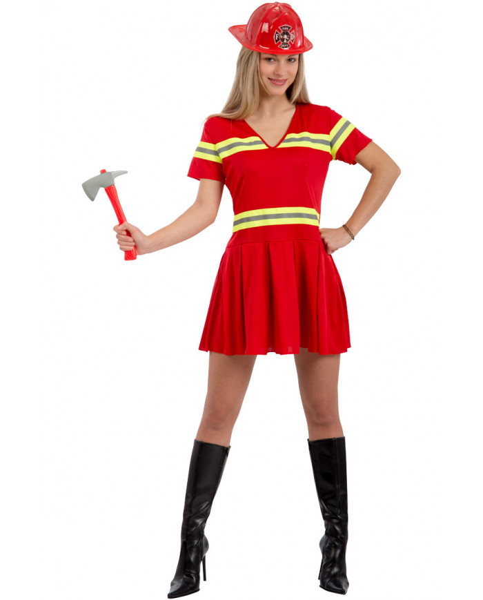 Stretchy dress in one size S-M, for a fiery firefighter woman.