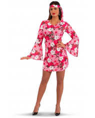 Costume anni '70 per donna. Composto da abito in tessuto a