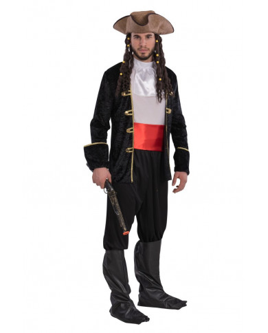 Costume corsaro nero in taglia unica che veste dalla M alla L