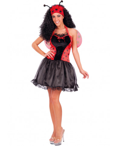 Ladybug costume with satin and veil dress, wings and headband