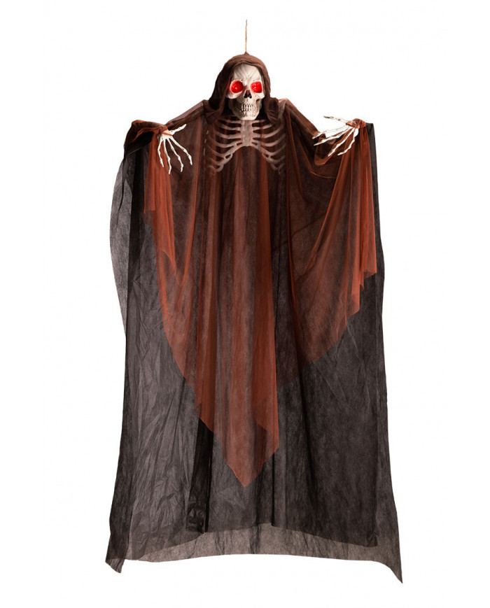 Skeleton to hang with brown tunic and luminous eyes, height