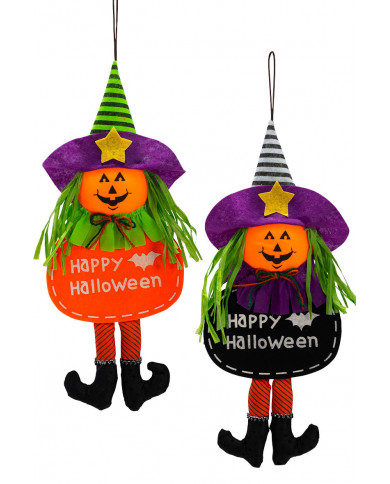 Halloween decoration in fabric to hang in the shape of a witch