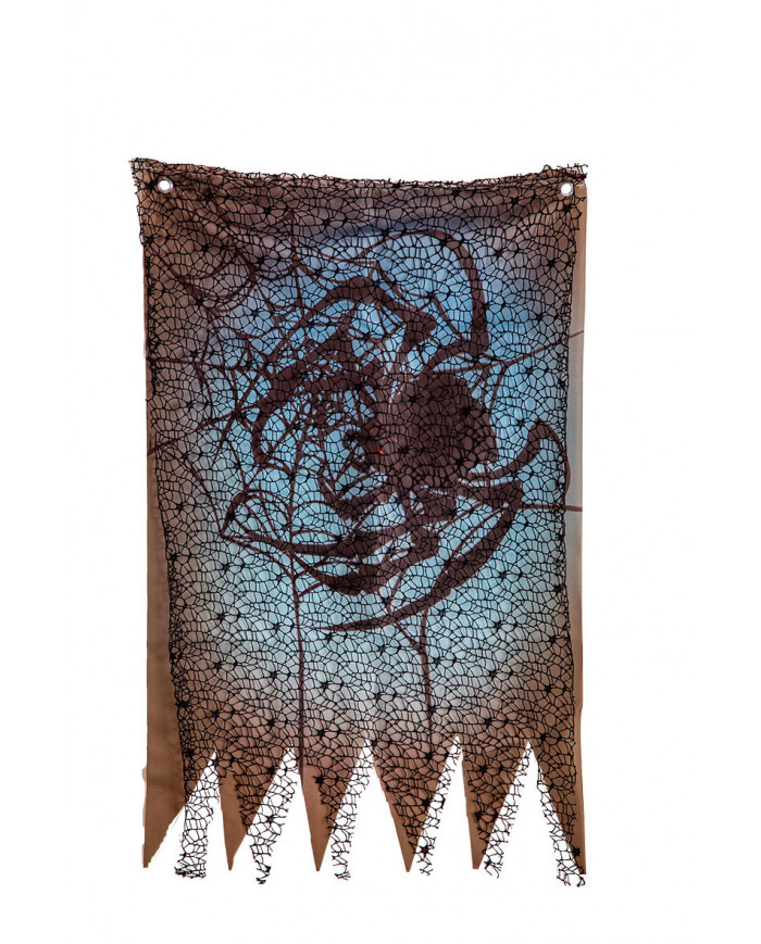 2 tende per finestra in tessuto macramÃ© nero con stampa ragno