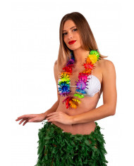 Hawaii necklace made up of many multicolored flowers with