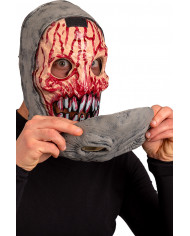 Full-face alien latex mask, the front part comes off showing