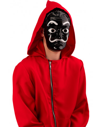 Maschera in plastica nera con decorazioni bianche del famoso