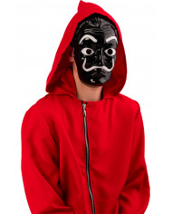 Maschera in plastica nera con decorazioni bianche del famoso