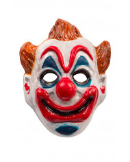 Plastic mask with the likeness of a scary clown, suitable for