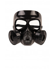 Maschera nera antigas con respiratore ed occhiali in plastica