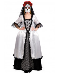 White Lady satin and lace dress with side stuffing.