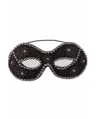 Black chinless mask decorated with pearls and daisies. An