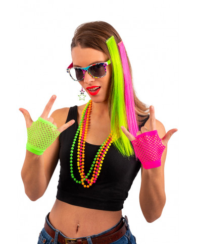 Disguise set consisting of 4 necklaces, 2 extentions, glasses