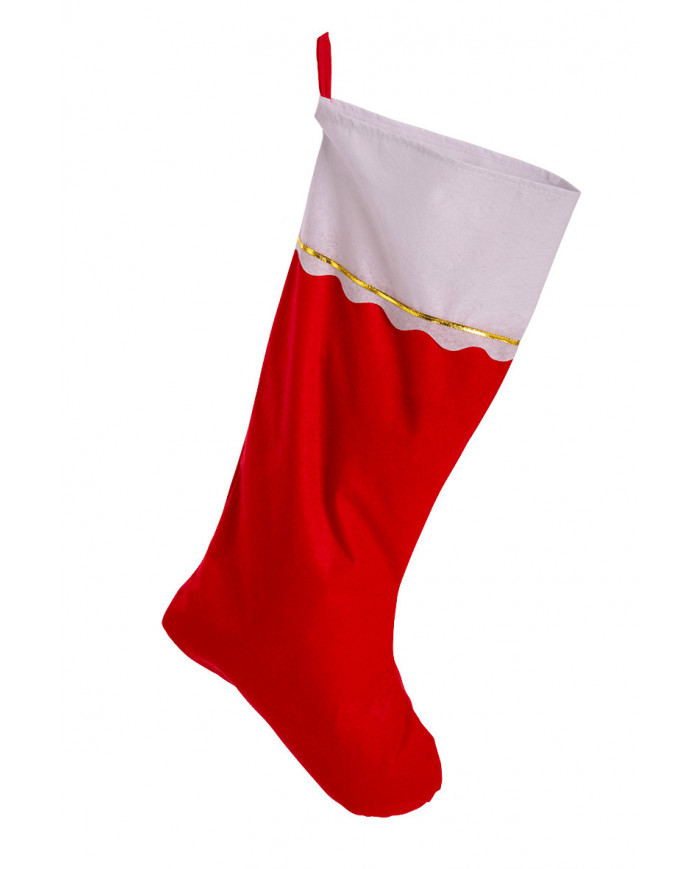 Christmas sock in red felt, very roomy with a white border and