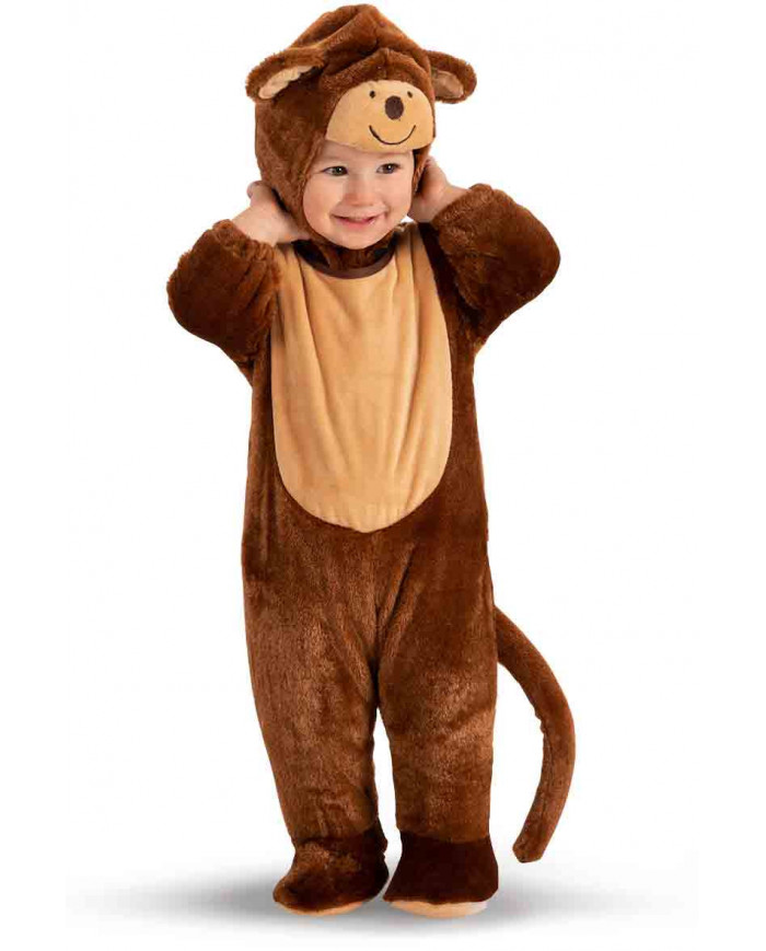 Fleece jumpsuit with hood for children . Article with easy