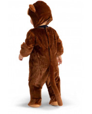 Fleece jumpsuit with hood for children . Article with easy