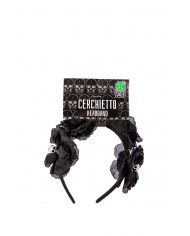 Headband with black roses and skulls. Perfect accessory to
