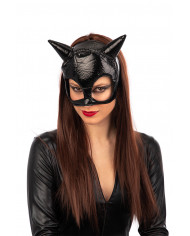 Maschera mezzo viso da gatto in tessuto nero. Accessorio per