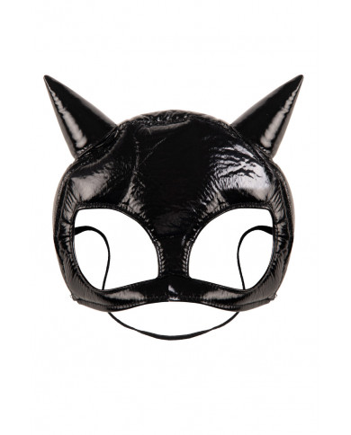 Half-face cat mask in black fabric. Accessory for adults, ideal