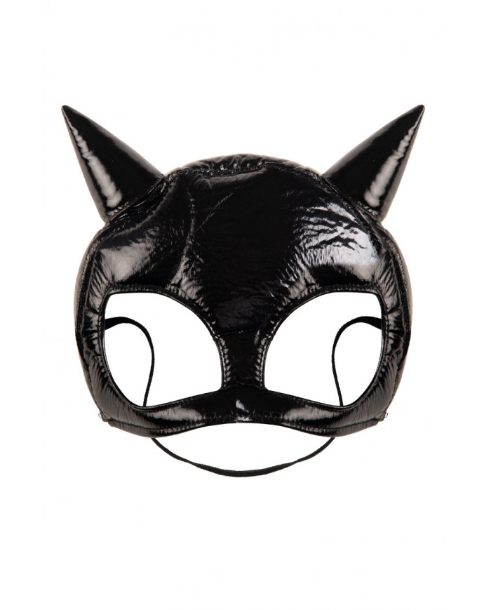 Maschera mezzo viso da gatto in tessuto nero. Accessorio per
