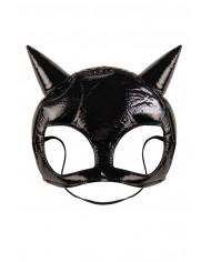 Maschera mezzo viso da gatto in tessuto nero. Accessorio per