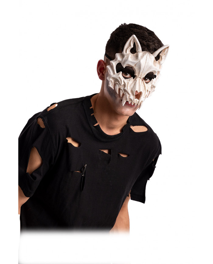Half-face plastic wolf skull mask. Accessory for adults, ideal