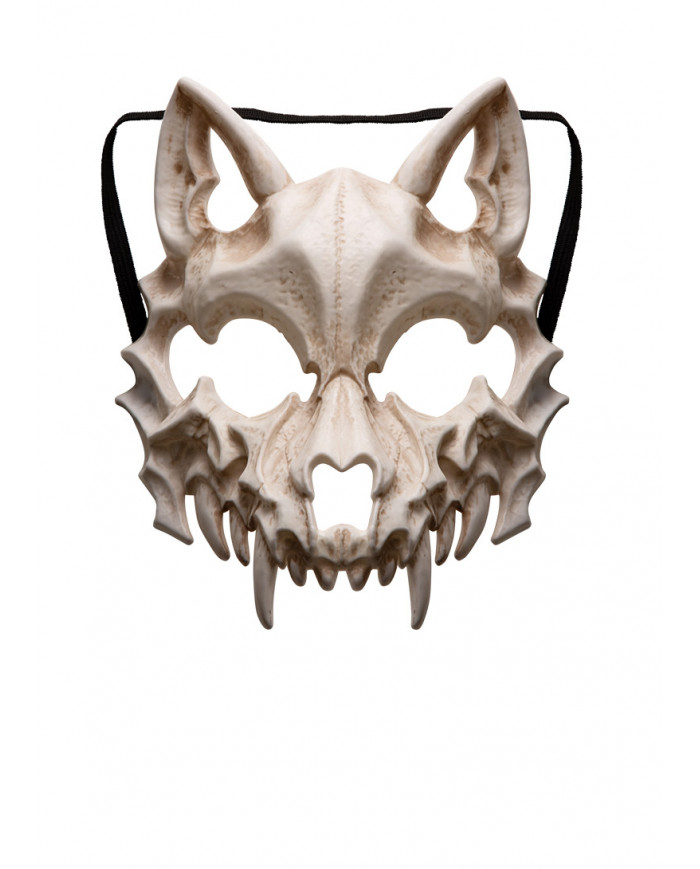 Half-face plastic wolf skull mask. Accessory for adults, ideal