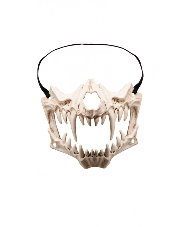 Half-face plastic jaw skeleton mask w/sharp teeth. Accessory