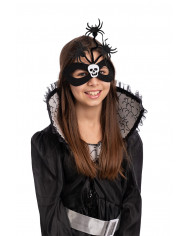 Half-face mask in black felt w/skeleton in the middle and 3